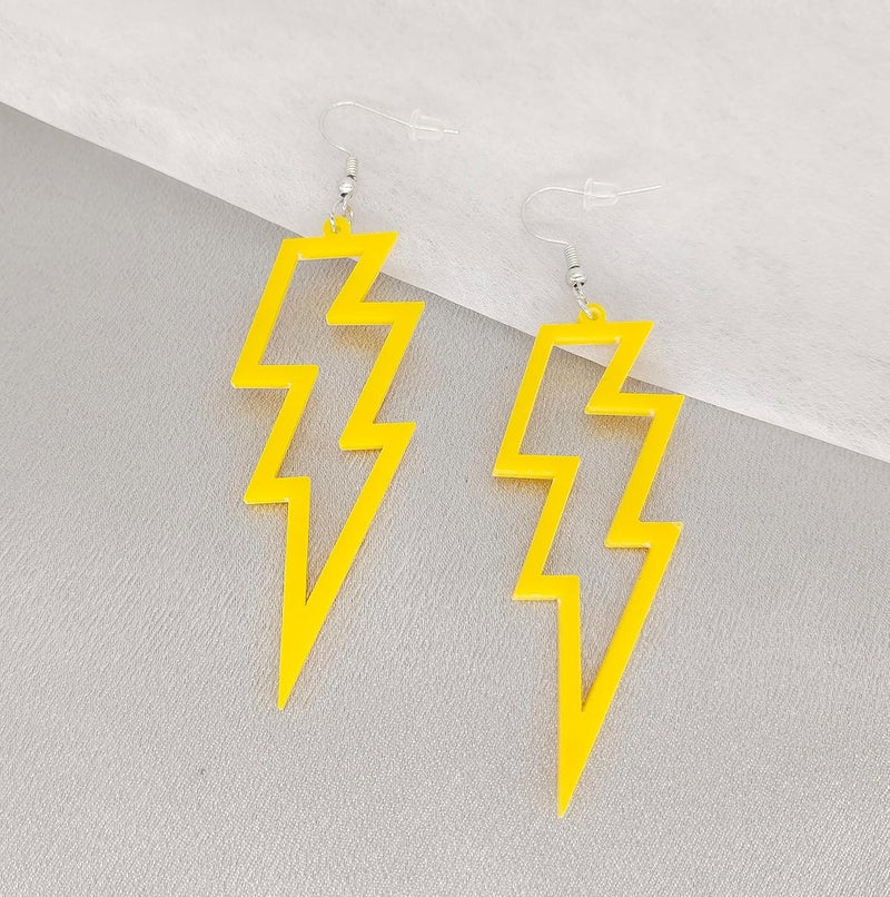 Modpide 80s Neon Earrings Hollow Lightning Bolt Halloween Punk Retro Earrings for Women 80's Party Accessories - Image 2